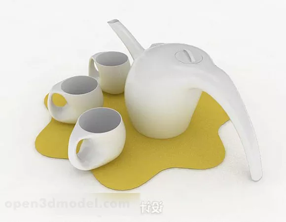Personalized White Tea Set 3d model Personalized White Tea Set 3d model
