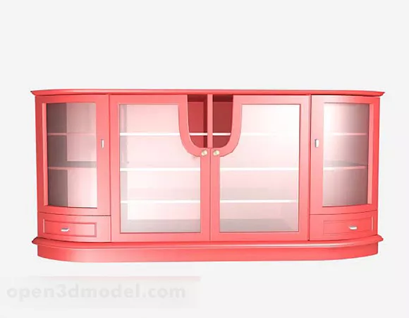 Pink Color Glass Display Cabinet 3d model Pink Color Glass Display Cabinet 3d model