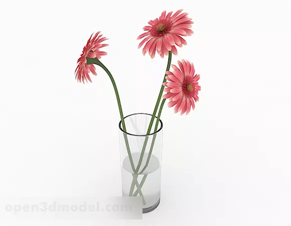 Pink Flowers Glass Vase Decoration 3d model Pink Flowers Glass Vase Decoration 3d model