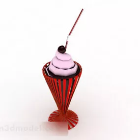 Pink Ice Cream Cup 3d model