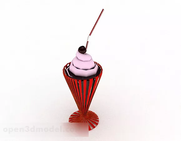 Pink Ice Cream Cup 3d model Pink Ice Cream Cup 3d model
