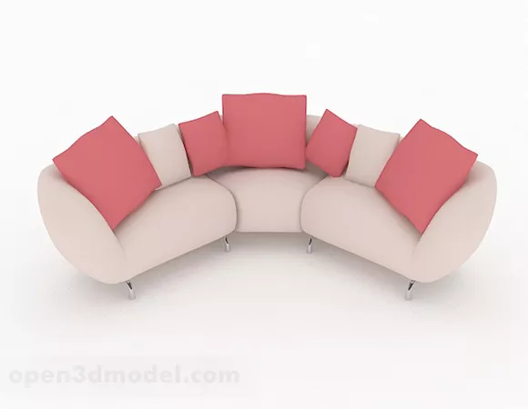 Pink Multiseater Sofa 3d model Pink Multiseater Sofa 3d model
