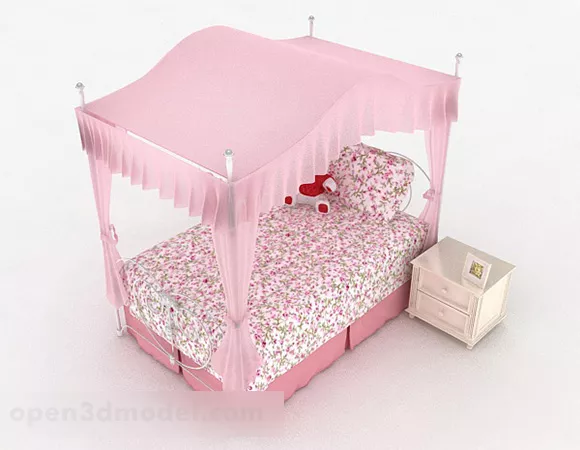Pink Princess Single Bed 3d model Pink Princess Single Bed 3d model
