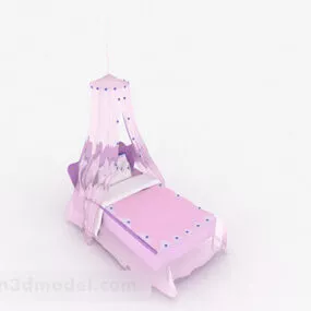 Pink Single Bed 3d model