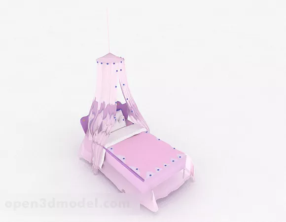Pink Single Bed 3d model Pink Single Bed 3d model