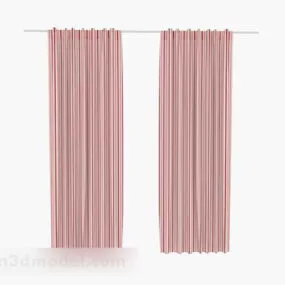 Pink Striped Curtain 3d model
