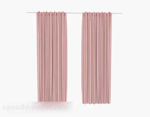 Pink Striped Curtain 3d model Pink Striped Curtain 3d model