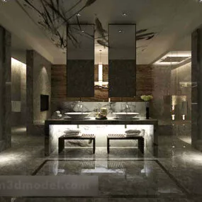Public Bathroom Luxury Sink Interior 3d model