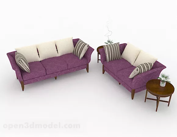 Purple Set Sofa Furniture 3d model Purple Set Sofa Furniture 3d model
