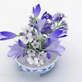 Purple Flower Chinese Vase 3d model
