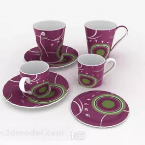 Purple Modern Cup Set 3d model