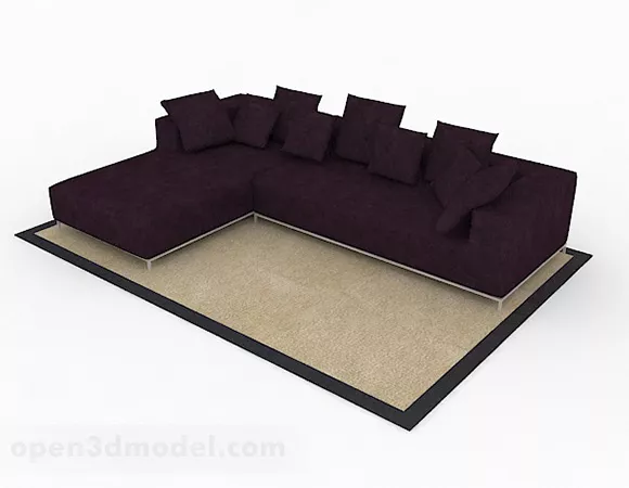 Purple Multi-seats Sofa 3d model Purple Multi-seats Sofa 3d model