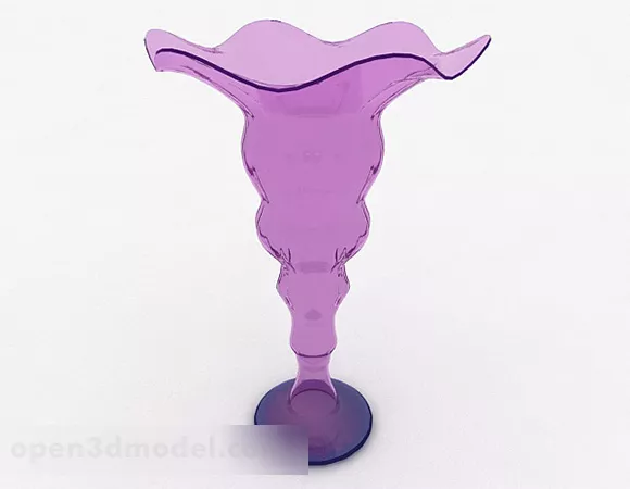 Purple Wide Mouth Glass Vase 3d model Purple Wide Mouth Glass Vase 3d model