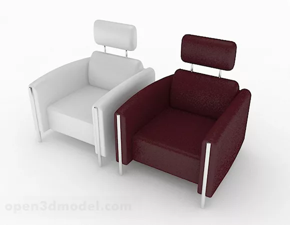 Red White Leather Single Sofa 3d model Red White Leather Single Sofa 3d model