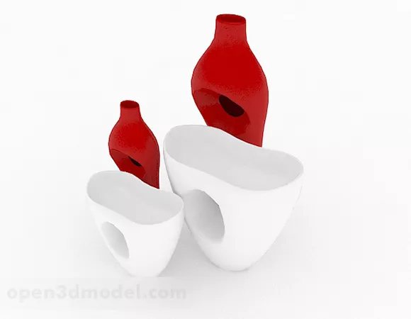 Red And White Fashion Ceramic Vase 3d model Red And White Fashion Ceramic Vase 3d model