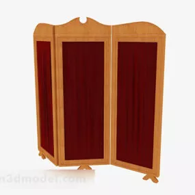 Red Yellow Three Door Screen 3d model