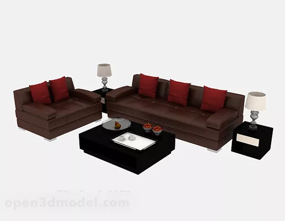 Red Brown Sofa 3d model Red Brown Sofa 3d model