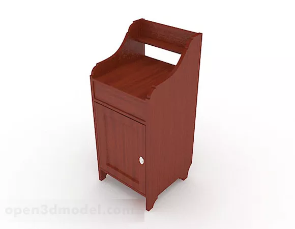 Red Brown Wooden Bedside Table 3d model Red Brown Wooden Bedside Table 3d model