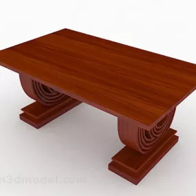 Red Brown Wooden Dining Table Design 3d model