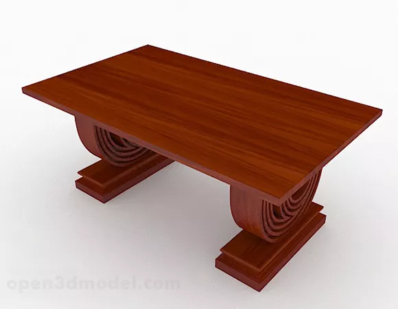 Red Brown Wooden Dining Table Design 3d model Red Brown Wooden Dining Table Design 3d model