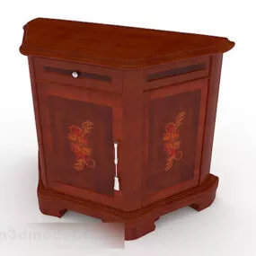Red Brown Wooden Office Cabinet 3d model