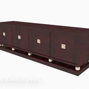 Red Brown Wooden Tv Cabinet 3d model