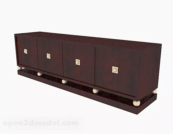 Red Brown Wooden Tv Cabinet 3d model Red Brown Wooden Tv Cabinet 3d model