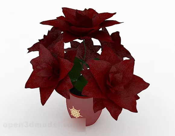 Red Ceramic Potted Plant 3d model Red Ceramic Potted Plant 3d model