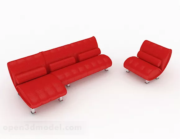 Red Combination Sofa Furniture 3d model Red Combination Sofa Furniture 3d model