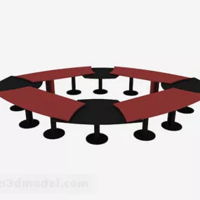 Red Oval Conference Table 3d model