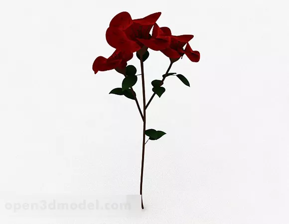Red Decorative Flower 3d model Red Decorative Flower 3d model