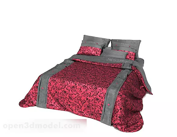 Red Double Bed 3d model Red Double Bed 3d model