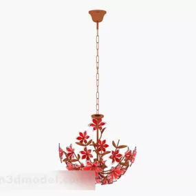 Red Flower Chandelier 3d model
