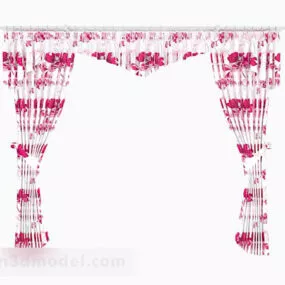 Red Flower Curtain 3d model