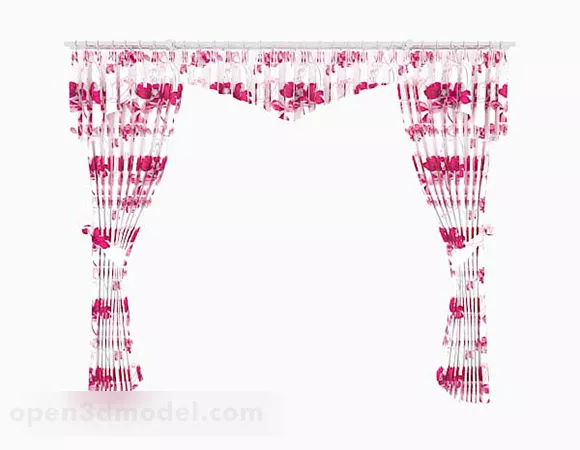 Red Flower Curtain 3d model Red Flower Curtain 3d model