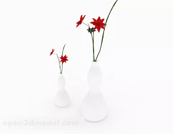 Red Flower Plant Indoor Flower Vase 3d model Red Flower Plant Indoor Flower Vase 3d model