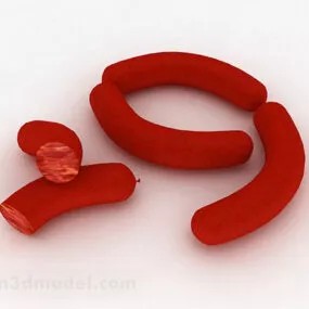 Red Ham Sausage 3d model