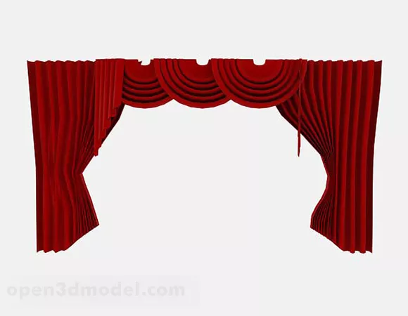 Red Home Curtains 3d model Red Home Curtains 3d model