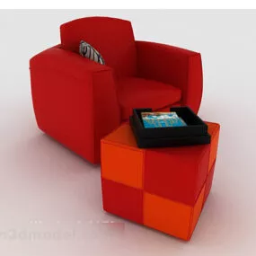 Red Home Leisure Single Sofa 3d model
