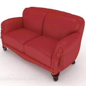 Red Home Simple Double Sofa 3d model