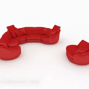 Red Design Set Sofa Furniture 3d model