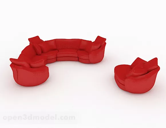 Red Design Set Sofa Furniture 3d model Red Design Set Sofa Furniture 3d model