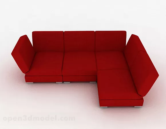 Red Minimalist Multi-seater Sofa 3d model Red Minimalist Multi-seater Sofa 3d model