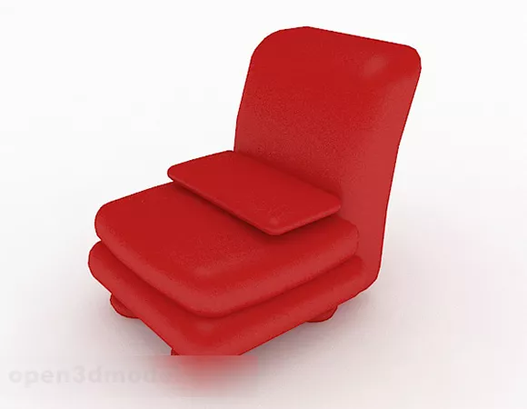 Red Minimalist Single Sofa 3d model Red Minimalist Single Sofa 3d model