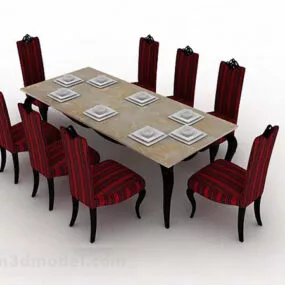 Red Personality Dining Table And Chair 3d model