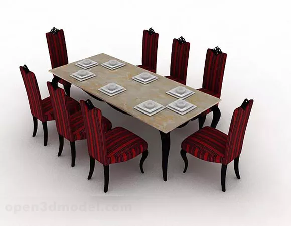Red Personality Dining Table And Chair 3d model Red Personality Dining Table And Chair 3d model