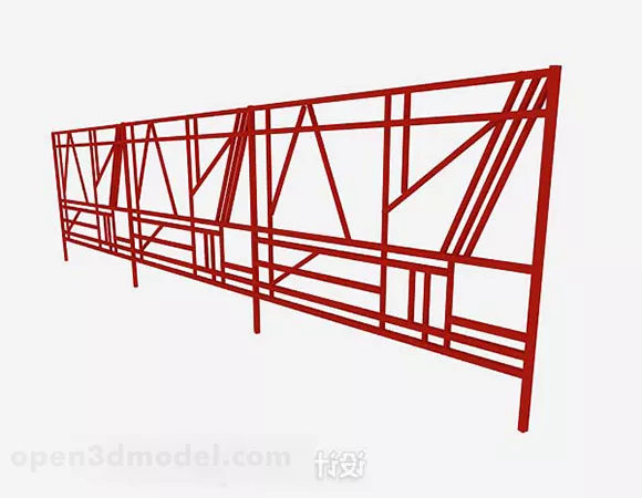 Iron Railing With Wooden Handle 3d model