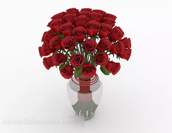 Rose Vase Pot With Reflection 3d model