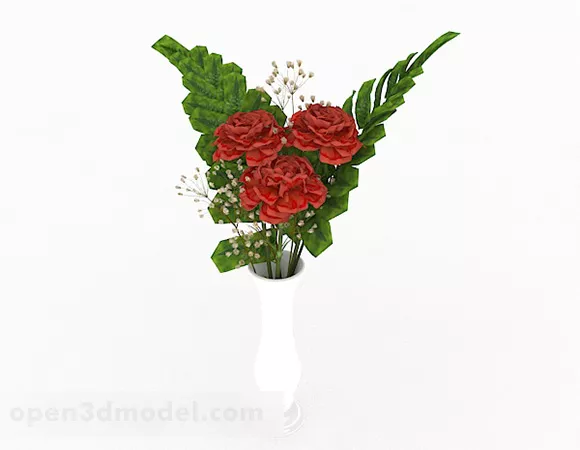 Red Rose Lily Flower Vase Home Decoration 3d model Red Rose Lily Flower Vase Home Decoration 3d model