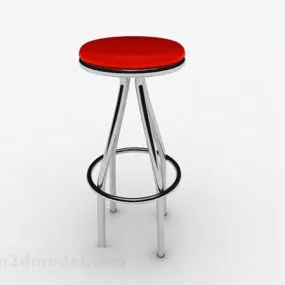 Red Round Bar Stool 3d model